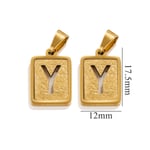 Gold color / 1 Piece Simple Fashionable Style Square Letter Y Shape Titanium Steel  Gold Color Unisex Pendant Picture25